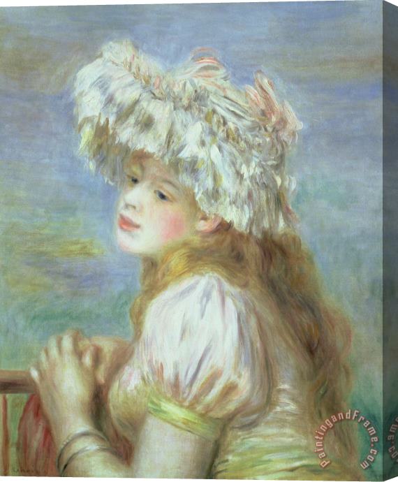 Pierre Auguste Renoir Portrait of a Young Woman in a Lace Hat Stretched Canvas Painting / Canvas Art